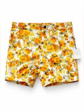 NWT Onia Calder 6-inch swim shorts in the Eden Floral White Multi Print size M